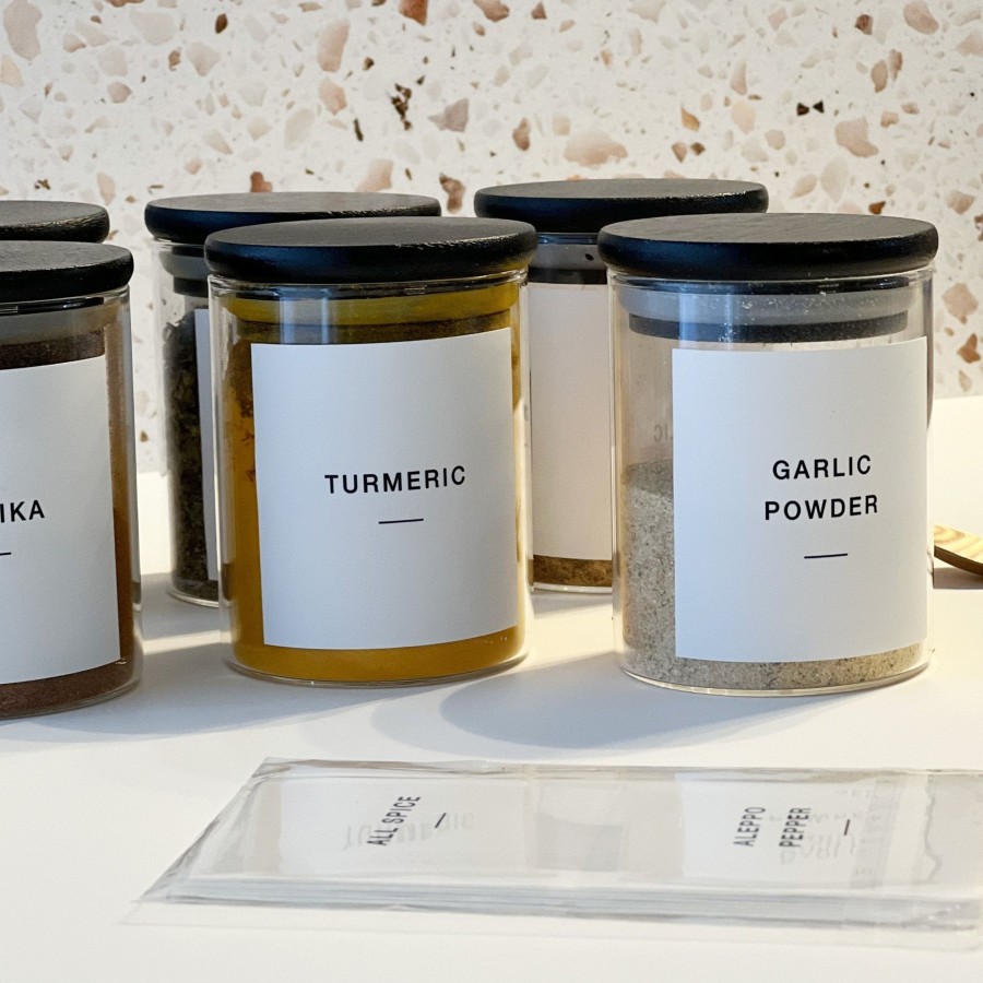 Kitchen Tea + Linen | Spice Jars With Black Bamboo Lids