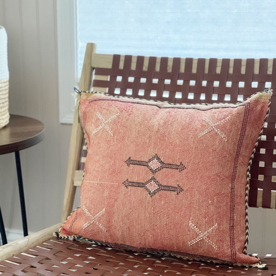 Decor Tea + Linen | Cactus Silk Pillow - Warm Red And Brown