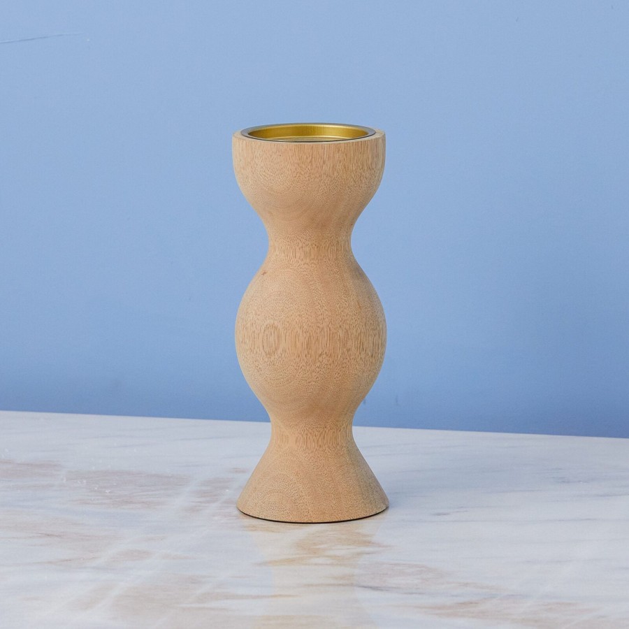 Decor Tea + Linen | Mango Wood Pillar Candle Holder, Small